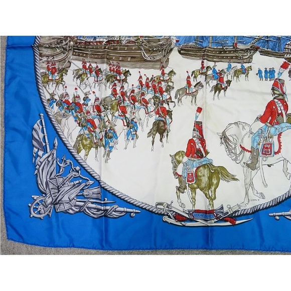 Hermes Blue Marine Scarf - Picture 5 of 11